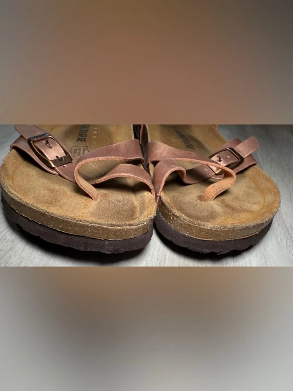 CUSHIONAIRE Size 9.5M Lara Cork footbed Sandal Rose Gold Genuine Leather strap